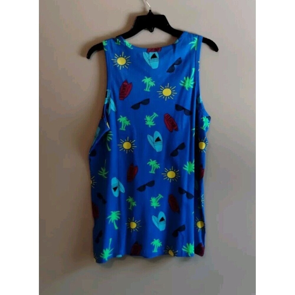 Men's Hollywood Summer Flamingo Print Blue Cotton Tank Size Small NWT - Picture 2 of 5